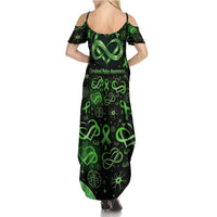 Cerebral Palsy Awareness Infinity Heart Summer Maxi Dress Neon Green Ribbon Pattern Illustration