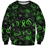 Cerebral Palsy Awareness Infinity Heart Sweatshirt Neon Green Ribbon Pattern Illustration