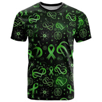 Cerebral Palsy Awareness Infinity Heart T Shirt Neon Green Ribbon Pattern Illustration
