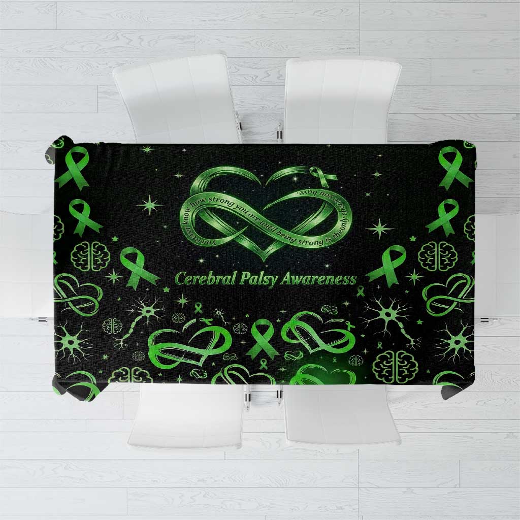 Cerebral Palsy Awareness Infinity Heart Tablecloth Neon Green Ribbon Pattern Illustration