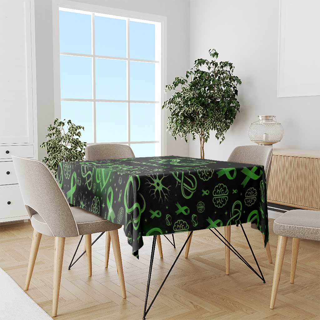 Cerebral Palsy Awareness Infinity Heart Tablecloth Neon Green Ribbon Pattern Illustration
