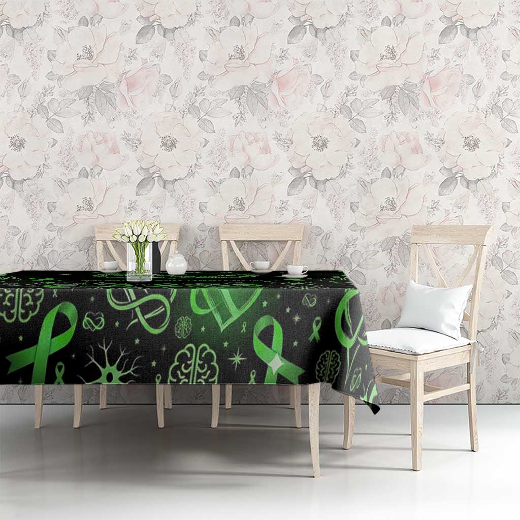 Cerebral Palsy Awareness Infinity Heart Tablecloth Neon Green Ribbon Pattern Illustration