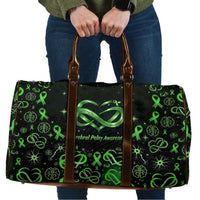 Cerebral Palsy Awareness Infinity Heart Travel Bag Neon Green Ribbon Pattern Illustration