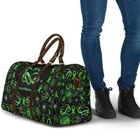 Cerebral Palsy Awareness Infinity Heart Travel Bag Neon Green Ribbon Pattern Illustration