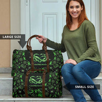 Cerebral Palsy Awareness Infinity Heart Travel Bag Neon Green Ribbon Pattern Illustration