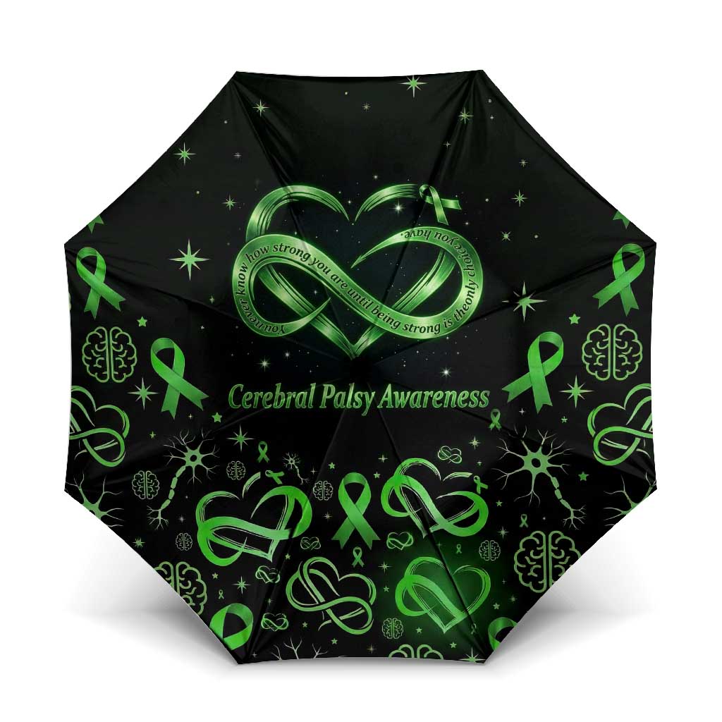 Cerebral Palsy Awareness Infinity Heart Umbrella Neon Green Ribbon Pattern Illustration