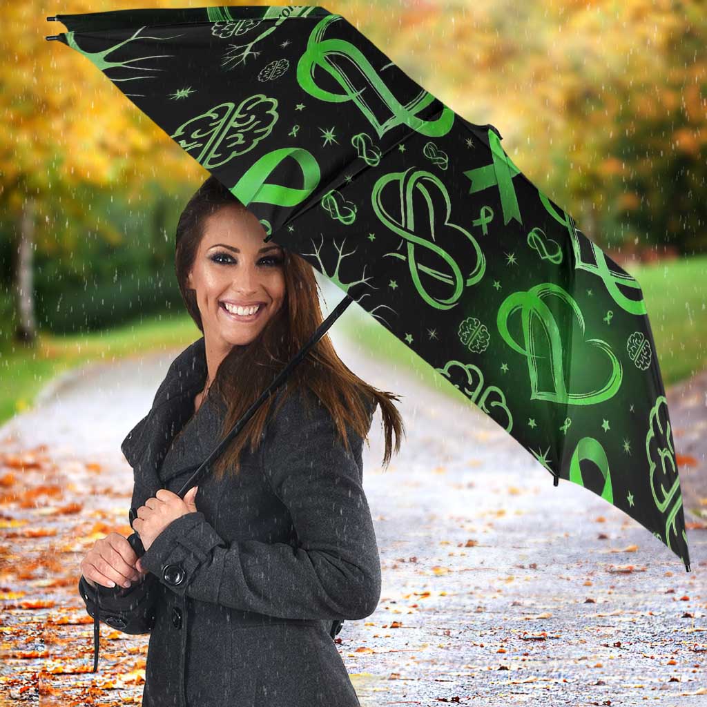 Cerebral Palsy Awareness Infinity Heart Umbrella Neon Green Ribbon Pattern Illustration