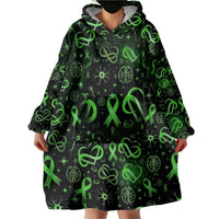 Cerebral Palsy Awareness Infinity Heart Wearable Blanket Hoodie Neon Green Ribbon Pattern Illustration
