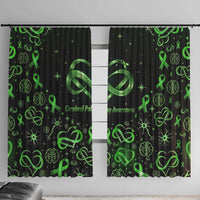 Cerebral Palsy Awareness Infinity Heart Window Curtain Neon Green Ribbon Pattern Illustration