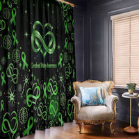 Cerebral Palsy Awareness Infinity Heart Window Curtain Neon Green Ribbon Pattern Illustration