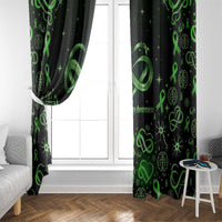 Cerebral Palsy Awareness Infinity Heart Window Curtain Neon Green Ribbon Pattern Illustration