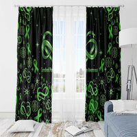 Cerebral Palsy Awareness Infinity Heart Window Curtain Neon Green Ribbon Pattern Illustration