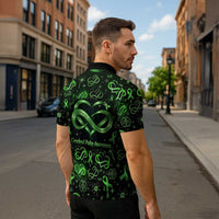 Cerebral Palsy Awareness Infinity Heart Zipper Polo Shirt Neon Green Ribbon Pattern Illustration