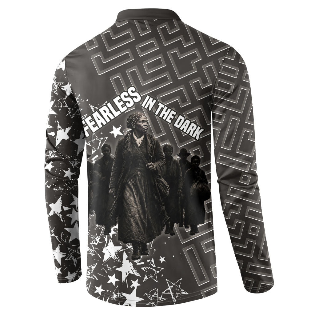 Harriet Tubman Underground Railroad Button Sweatshirt Fearless In The Dark - Civil Rights Hero Vintage Art