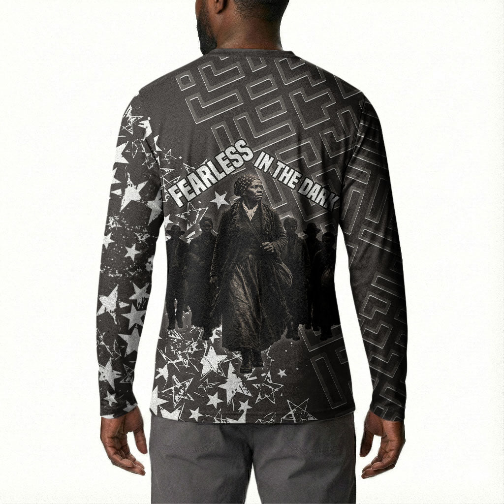Harriet Tubman Underground Railroad Button Sweatshirt Fearless In The Dark - Civil Rights Hero Vintage Art