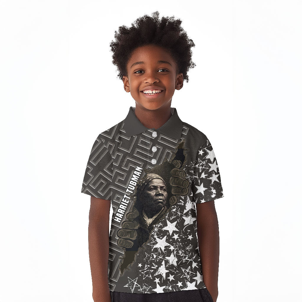 Harriet Tubman Underground Railroad Kid Polo Shirt Fearless In The Dark - Civil Rights Hero Vintage Art