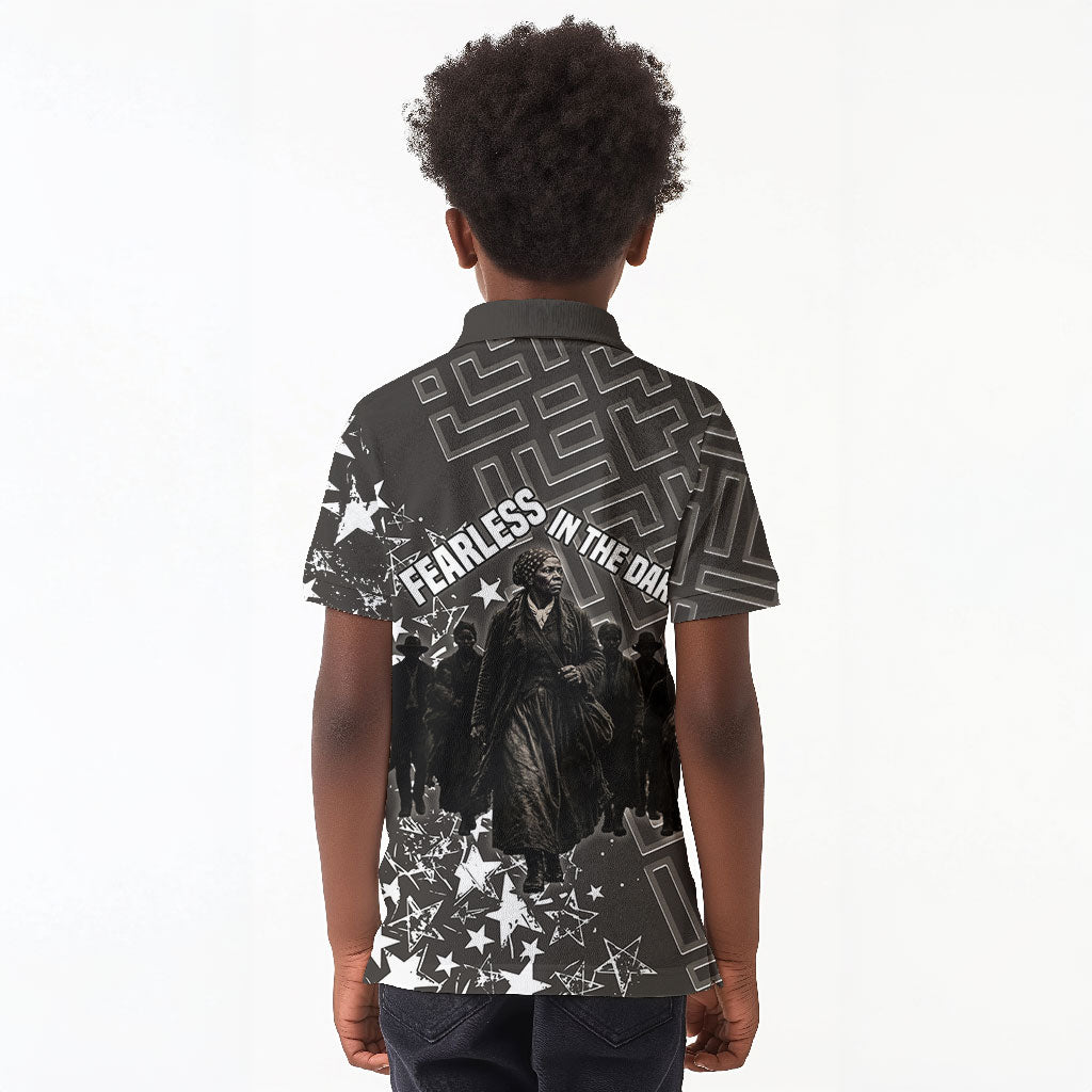Harriet Tubman Underground Railroad Kid Polo Shirt Fearless In The Dark - Civil Rights Hero Vintage Art