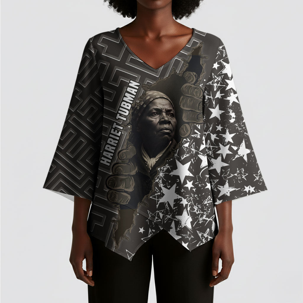 Harriet Tubman Underground Railroad Kimono Sleeve Blouse Fearless In The Dark - Civil Rights Hero Vintage Art
