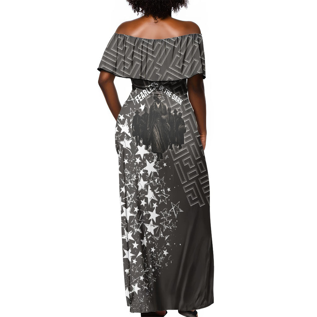 Harriet Tubman Underground Railroad Off Shoulder Maxi Dress Fearless In The Dark - Civil Rights Hero Vintage Art