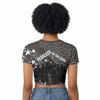 Harriet Tubman Underground Railroad Raglan Cropped T shirt Fearless In The Dark - Civil Rights Hero Vintage Art