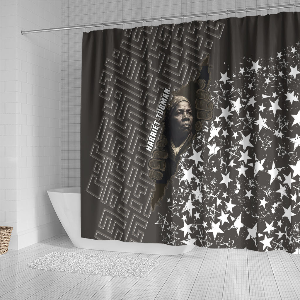 Harriet Tubman Underground Railroad Shower Curtain Fearless In The Dark - Civil Rights Hero Vintage Art