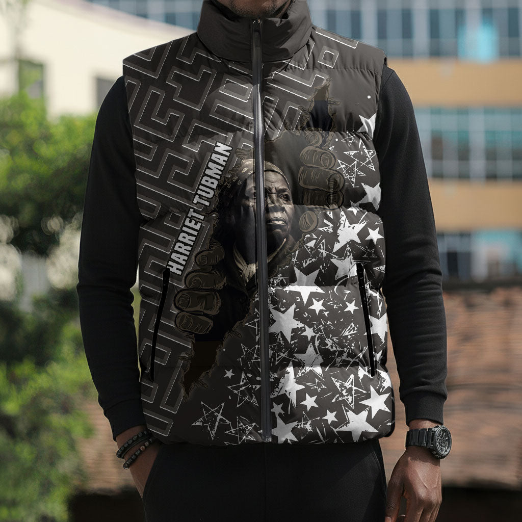 Harriet Tubman Underground Railroad Sleeveless Puffer Jacket Fearless In The Dark - Civil Rights Hero Vintage Art