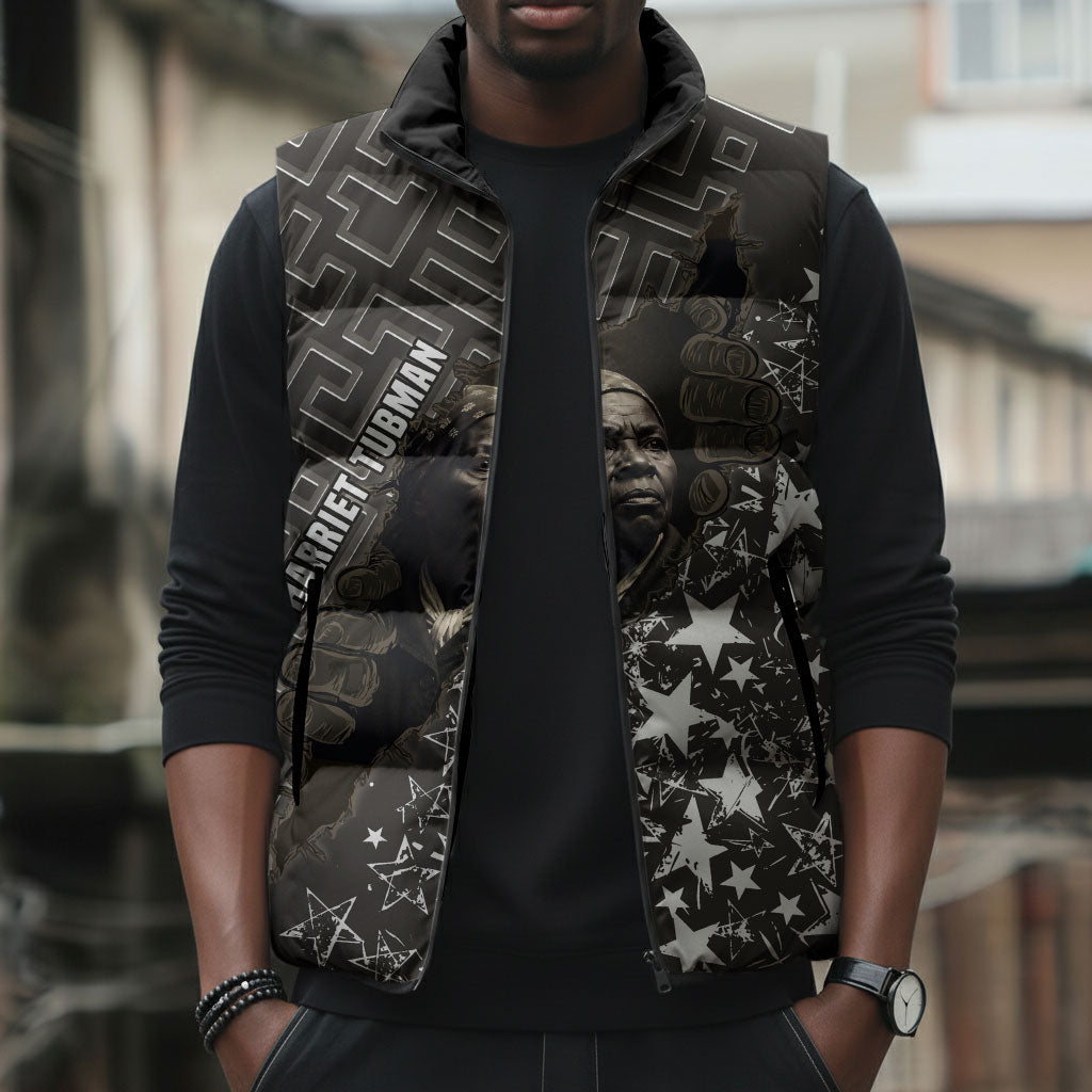 Harriet Tubman Underground Railroad Sleeveless Puffer Jacket Fearless In The Dark - Civil Rights Hero Vintage Art