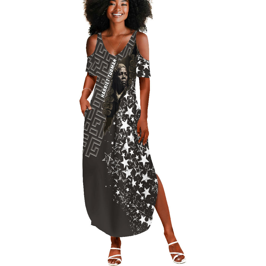 Harriet Tubman Underground Railroad Summer Maxi Dress Fearless In The Dark - Civil Rights Hero Vintage Art
