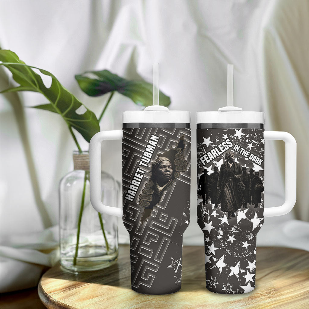Harriet Tubman Underground Railroad Tumbler With Handle Fearless In The Dark - Civil Rights Hero Vintage Art