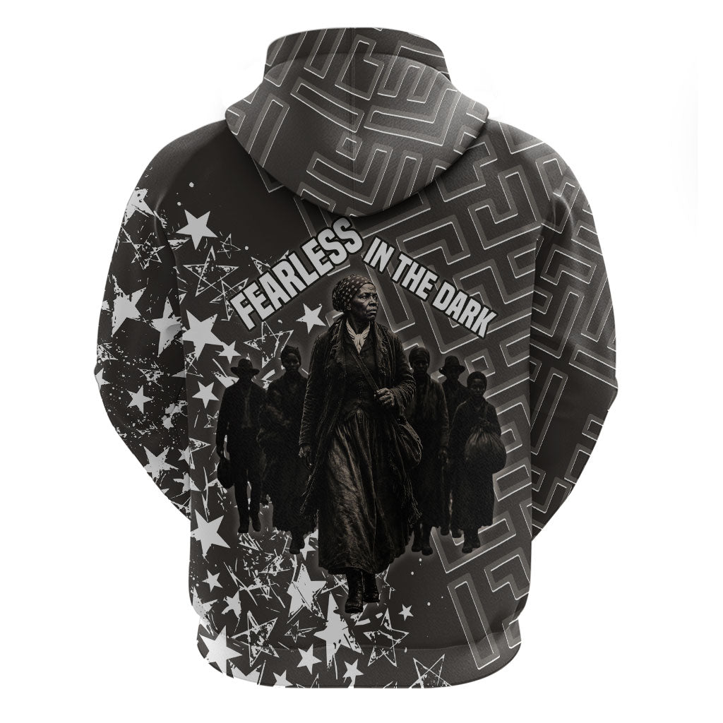 Harriet Tubman Underground Railroad Zip Hoodie Fearless In The Dark - Civil Rights Hero Vintage Art