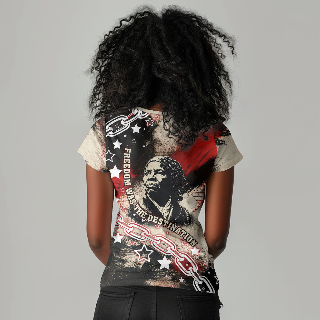 Freedom Fighter Harriet Tubman Women V-Neck T-Shirt Freedom Was The Destination 1822