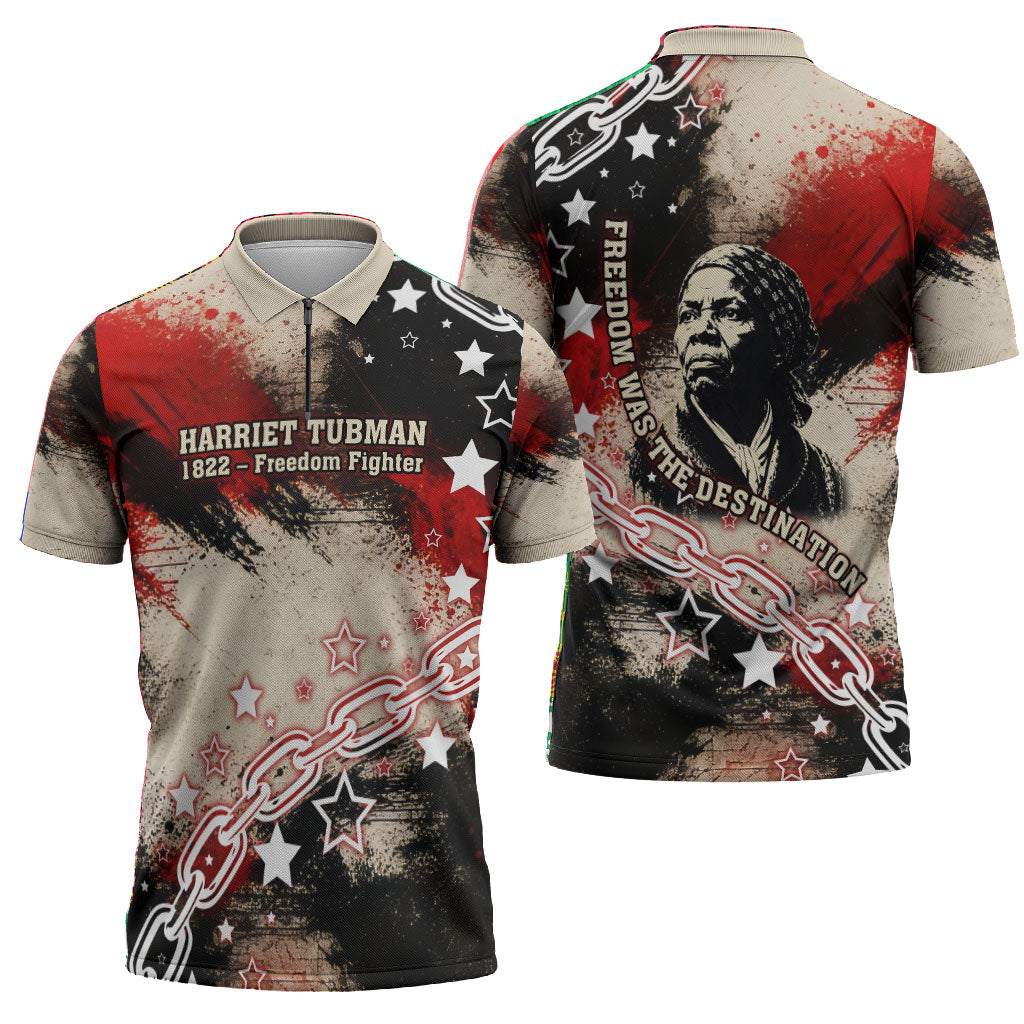 Freedom Fighter Harriet Tubman Zipper Polo Shirt Freedom Was The Destination 1822