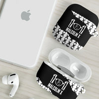 Malcolm X 101 Years Of Resistance AirPods Case Civil Rights Leader Portrait - Monochrome X Pattern