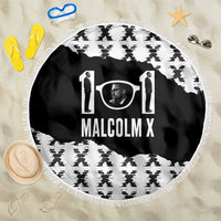 Malcolm X 101 Years Of Resistance Beach Blanket Civil Rights Leader Portrait - Monochrome X Pattern