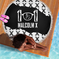 Malcolm X 101 Years Of Resistance Beach Blanket Civil Rights Leader Portrait - Monochrome X Pattern