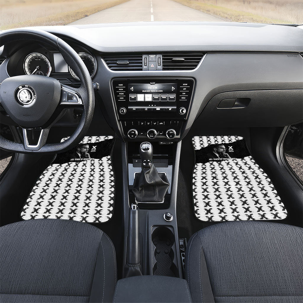 Malcolm X 101 Years Of Resistance Car Mats Civil Rights Leader Portrait - Monochrome X Pattern