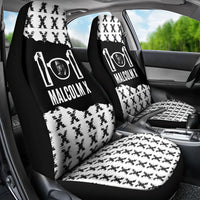 Malcolm X 101 Years Of Resistance Car Seat Cover Civil Rights Leader Portrait - Monochrome X Pattern