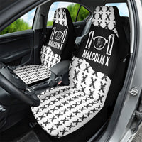Malcolm X 101 Years Of Resistance Car Seat Cover Civil Rights Leader Portrait - Monochrome X Pattern