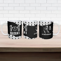 Malcolm X 101 Years Of Resistance Ceramic Mug Civil Rights Leader Portrait - Monochrome X Pattern