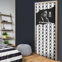 Malcolm X 101 Years Of Resistance Door Cover Civil Rights Leader Portrait - Monochrome X Pattern