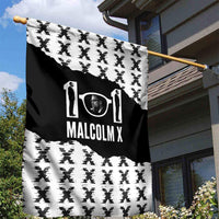 Malcolm X 101 Years Of Resistance Garden Flag Civil Rights Leader Portrait - Monochrome X Pattern