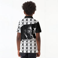 Malcolm X 101 Years Of Resistance Kid Polo Shirt Civil Rights Leader Portrait - Monochrome X Pattern