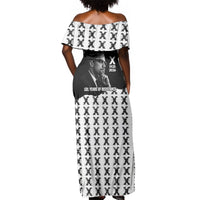 Malcolm X 101 Years Of Resistance Off Shoulder Maxi Dress Civil Rights Leader Portrait - Monochrome X Pattern