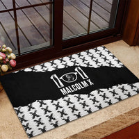 Malcolm X 101 Years Of Resistance Rubber Doormat Civil Rights Leader Portrait - Monochrome X Pattern