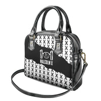 Malcolm X 101 Years Of Resistance Shoulder Handbag Civil Rights Leader Portrait - Monochrome X Pattern