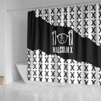 Malcolm X 101 Years Of Resistance Shower Curtain Civil Rights Leader Portrait - Monochrome X Pattern