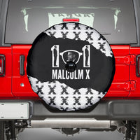 Malcolm X 101 Years Of Resistance Spare Tire Cover Civil Rights Leader Portrait - Monochrome X Pattern