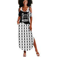 Malcolm X 101 Years Of Resistance Summer Maxi Dress Civil Rights Leader Portrait - Monochrome X Pattern