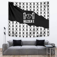 Malcolm X 101 Years Of Resistance Tapestry Civil Rights Leader Portrait - Monochrome X Pattern
