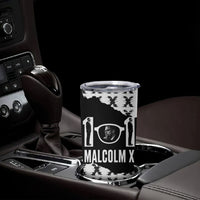 Malcolm X 101 Years Of Resistance Tumbler Cup Civil Rights Leader Portrait - Monochrome X Pattern